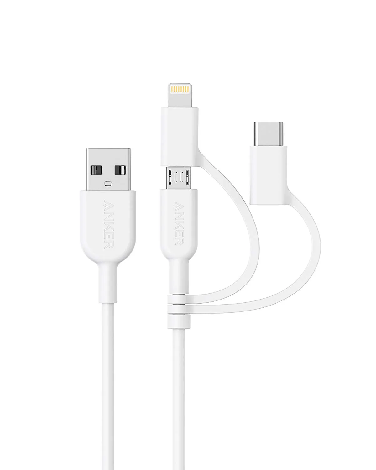 Anker 321 USB-A to Lightning Cable (3 ft 3-in-1)