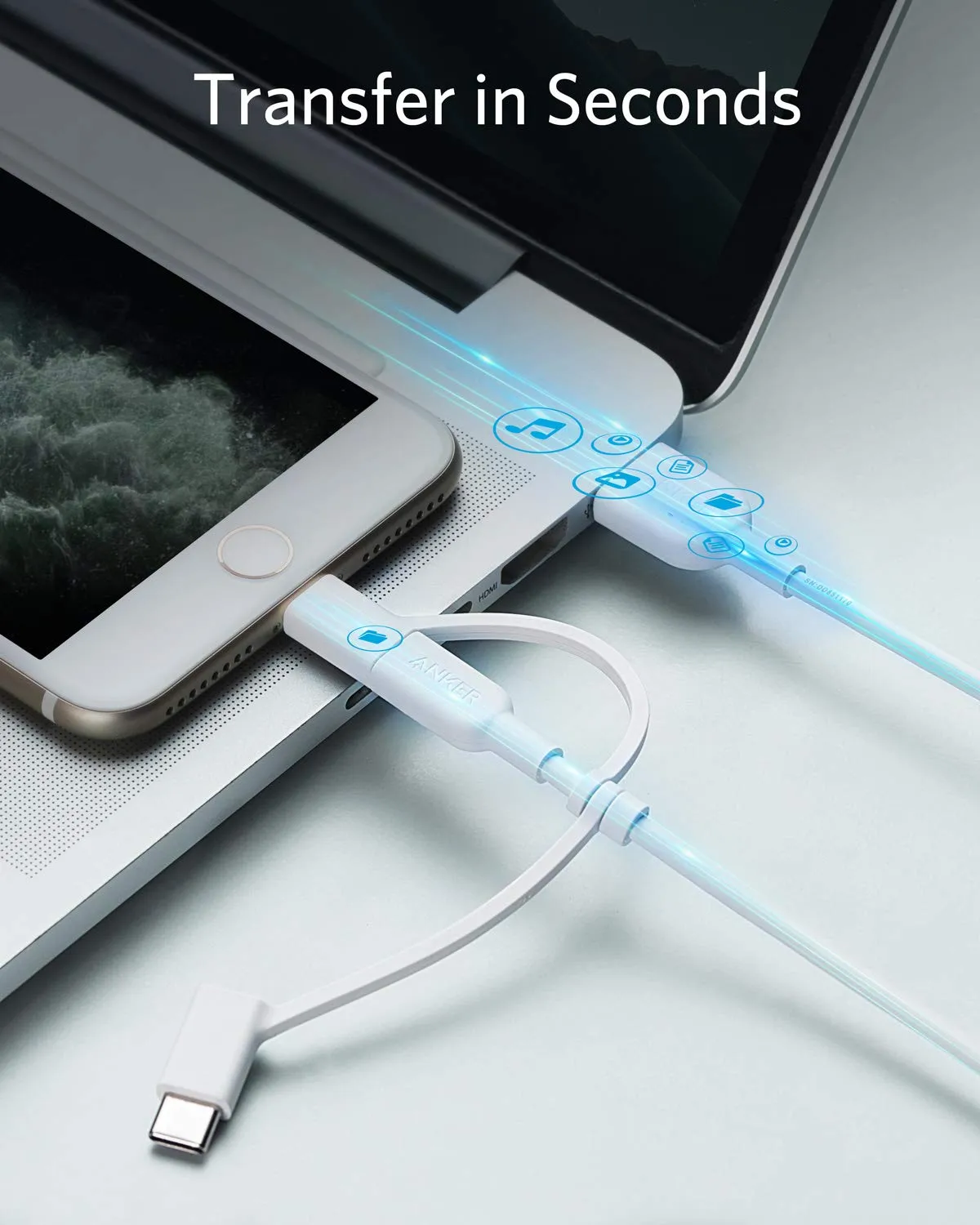 Anker 321 USB-A to Lightning Cable (3 ft 3-in-1)