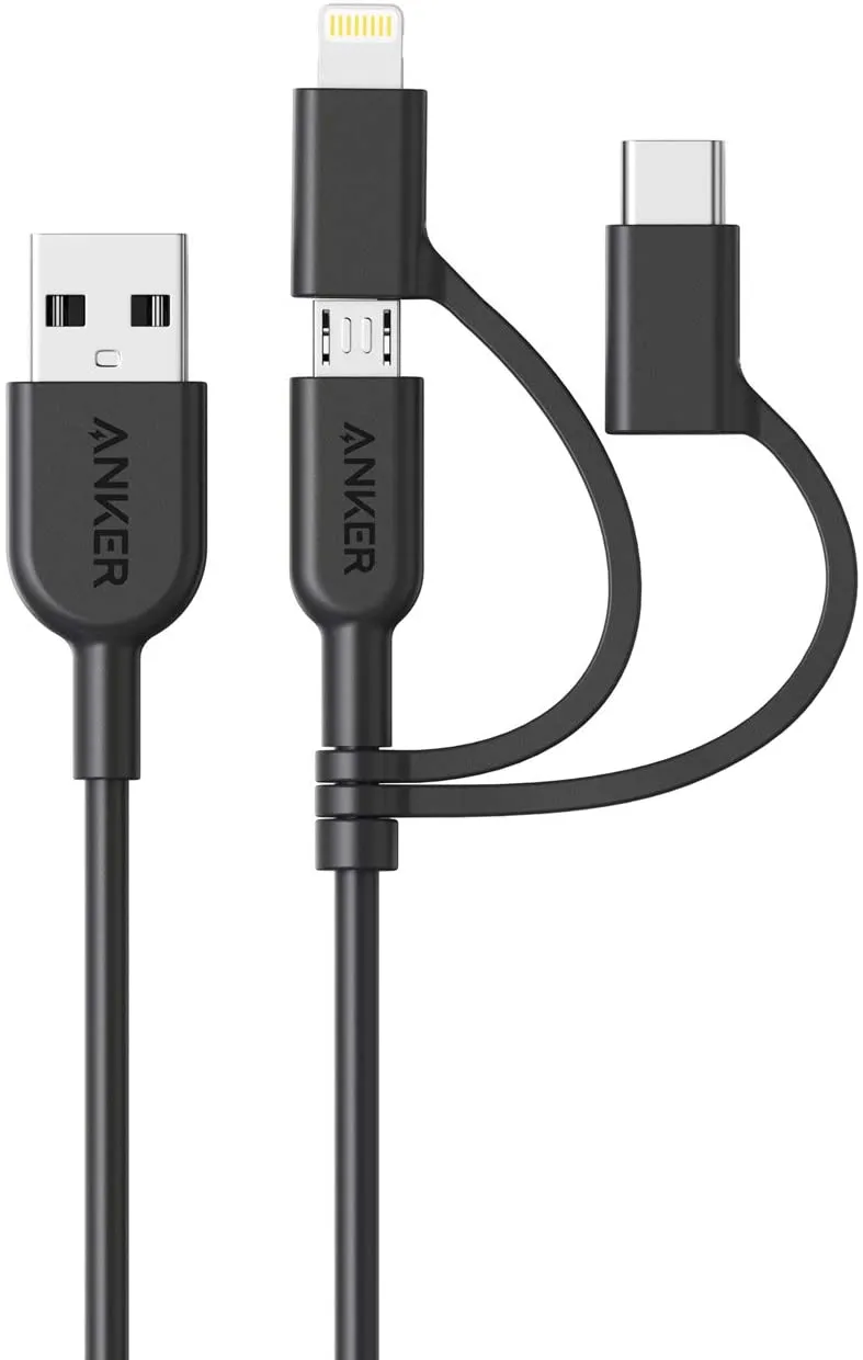 Anker 321 USB-A to Lightning Cable (3 ft 3-in-1)