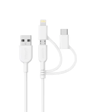 Anker 321 USB-A to Lightning Cable (3 ft 3-in-1)