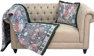 Classical Blossom Cotton Reversible Tapestry Picnic Throw