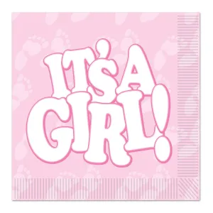 It's A Girl! Beverage Napkins (16 per Package)