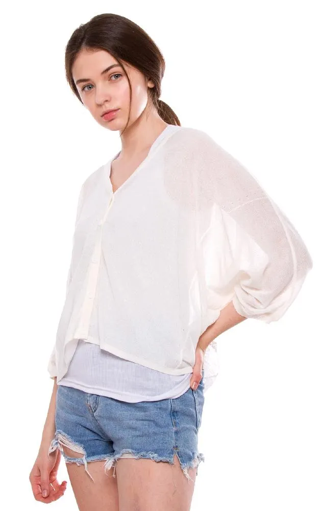 JP800 Solid Sheer Mesh Back Floral Embroidery Cardigan