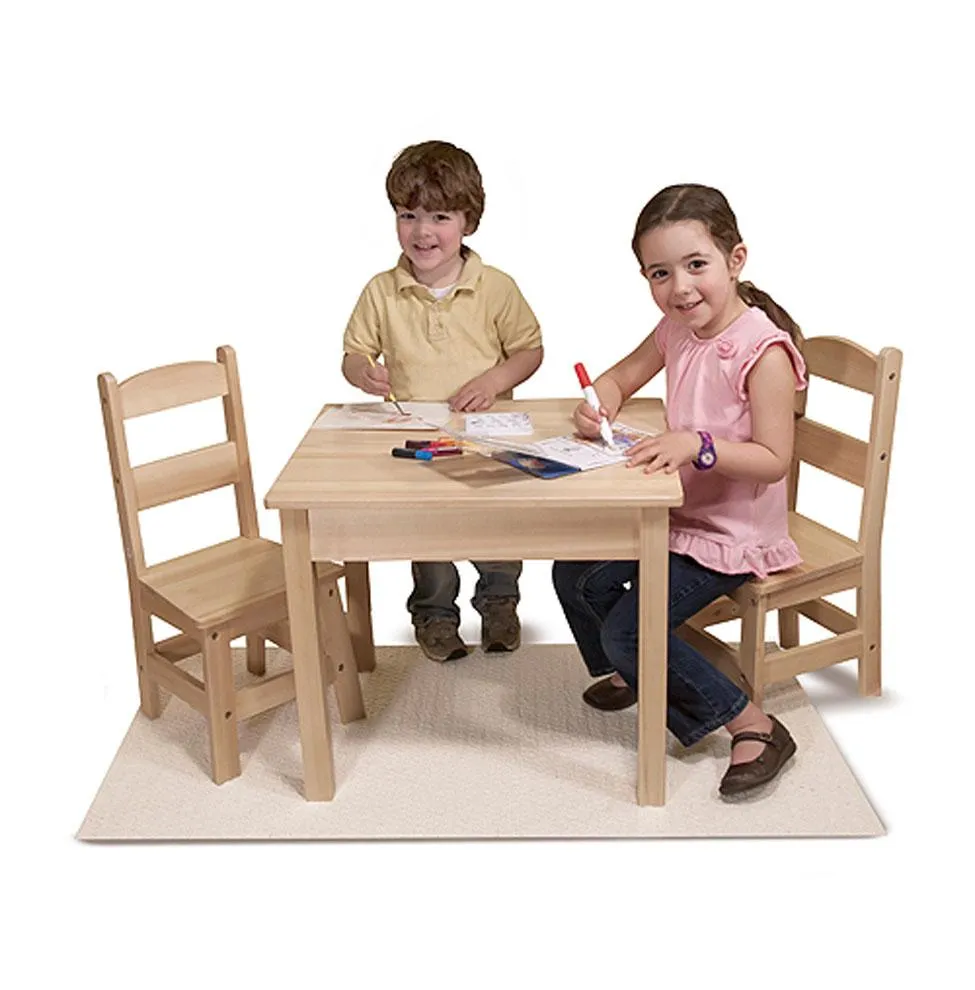 Melissa & Doug Wooden Table & Chairs Set Natural