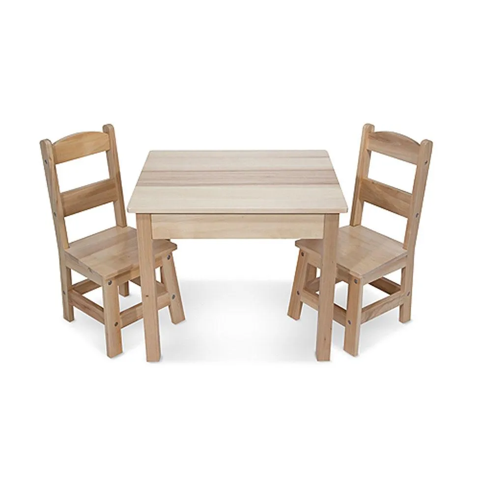 Melissa & Doug Wooden Table & Chairs Set Natural