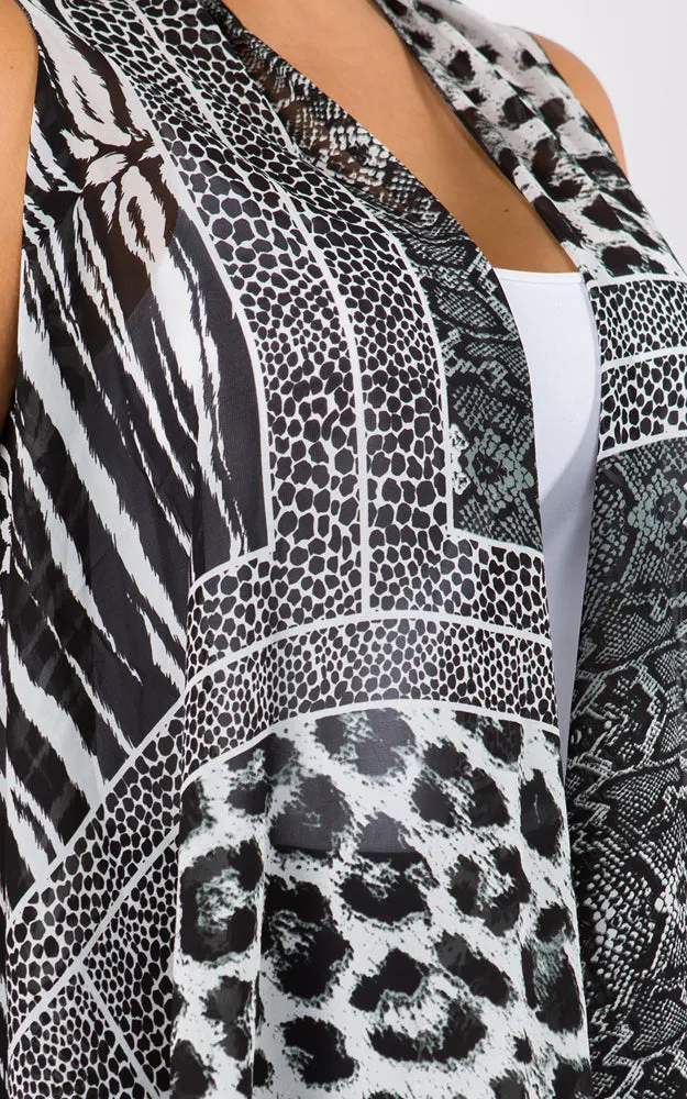SN38P Plus Size Animal Pattern Long Vest