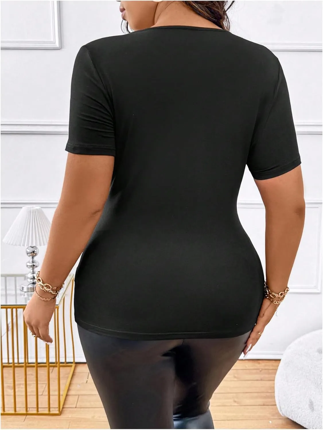 Women's Plus Size Sheer Mesh T Shirt Short Sleeve Crewneck Slim Fit Summer Tee Tops